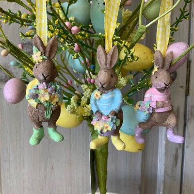 Harz Osterhase hängend Ostern Baumschmuck Gisela Graham Hase Pastell