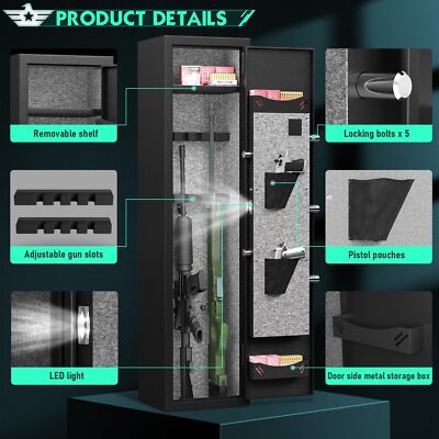 2-3 Gun Safe Rifle Gun Safe with Digital Keypad and Dual Alarm System for Home