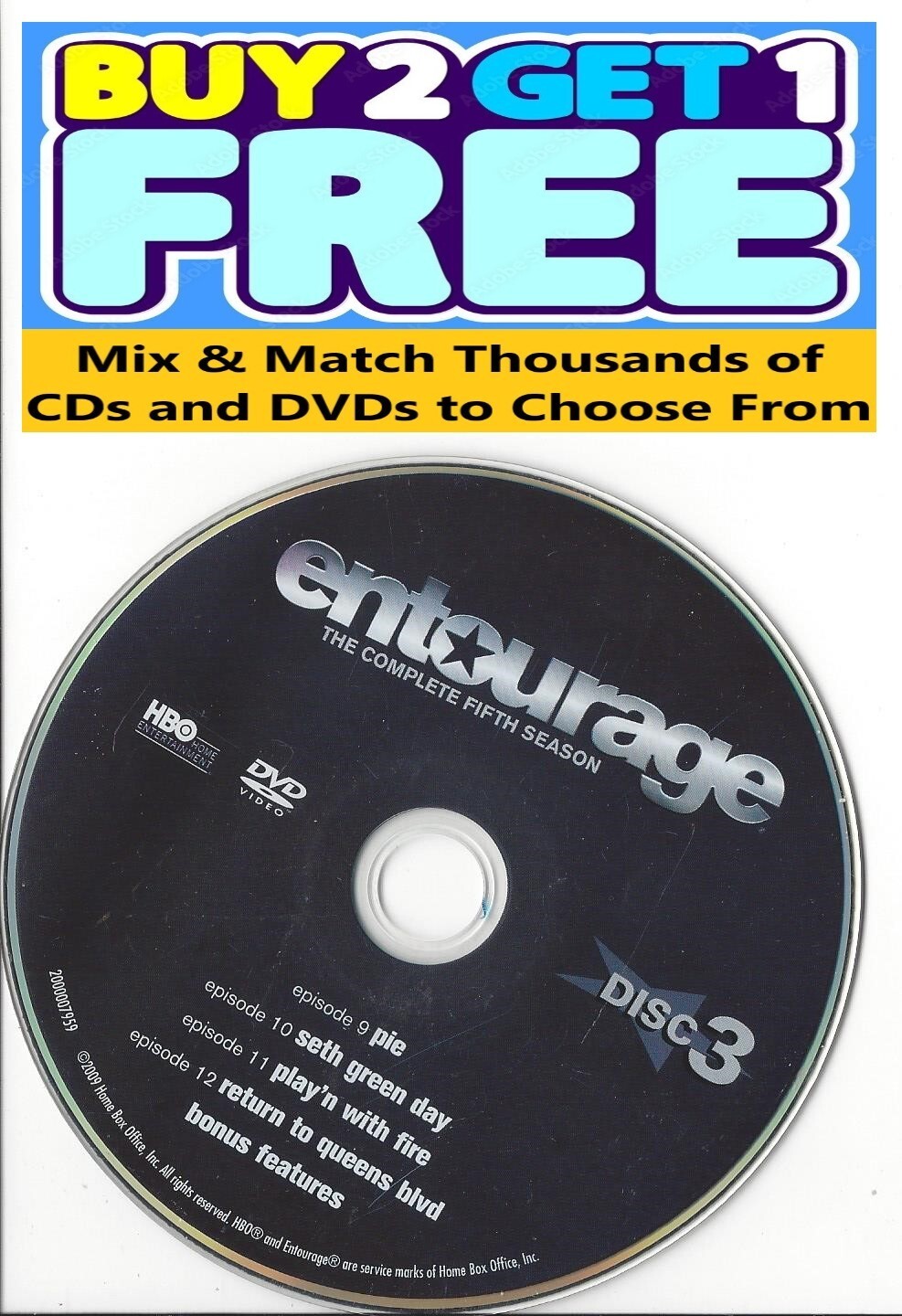 Entourage HBO (DVD) Season 5 Disc 3 Replacement Disc U.S. Issue Disc ...