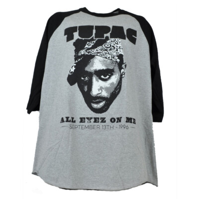 Tupac Shakur All Eyes On Me Halbarm T-Shirt XLarge Grau Schwarz Rapper Musik