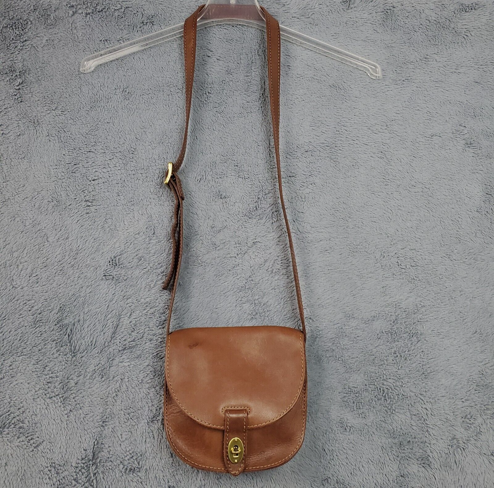 Vintage Fossil Mini Austin Leather Saddle Bag Turnlock Crossbody Purse