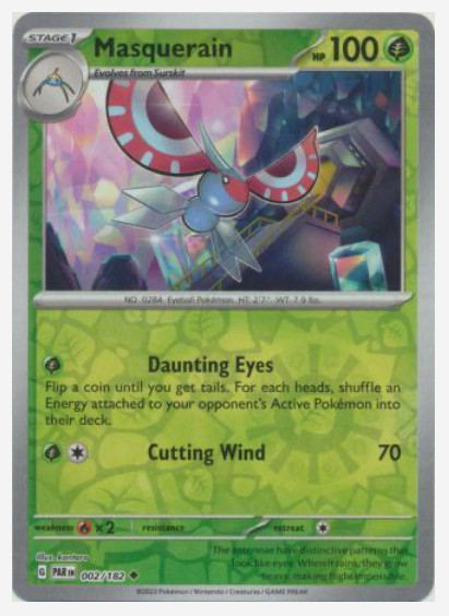 MASQUERAIN 002/182 - Reverse Holo - Pokemon - Paradox Rift - NM/M