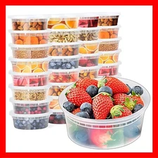 Container 8 oz Round Clear Plastic Deli Food Soup Restaurant Storage W/ Lids