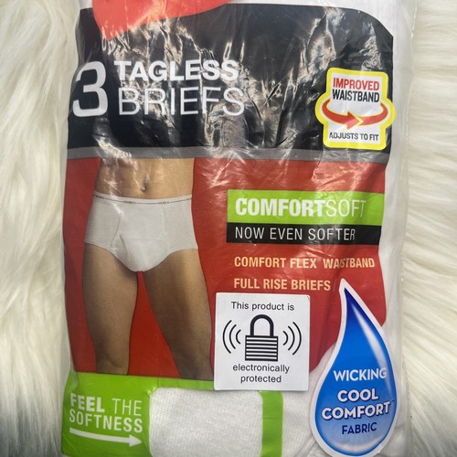 3 Pack XL (40-42) Tagless White Briefs Breathable Wicking Cool Comfort Fabric