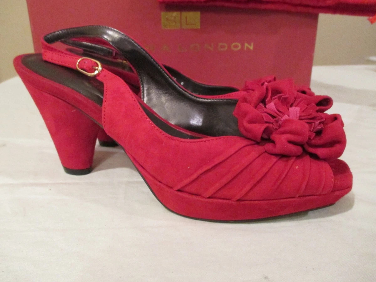 Sacha London LACE Women s Sz 6M Red Suede Shoe Sling Back 3 1 4