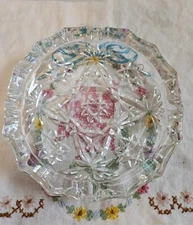 VINTAGE MCM 1970’s Medium Round Clear GLASS ASHTRAY 5 1/4" 
