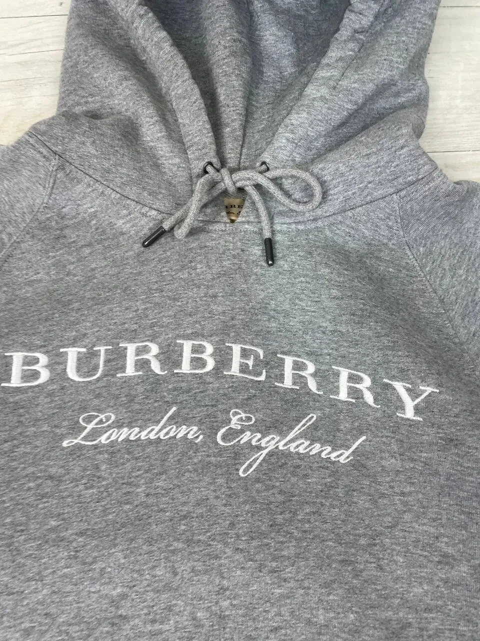 Burberry London England Felpa con Cappuccio Grande Logo Lusso Uomo Taglia S Grigio
