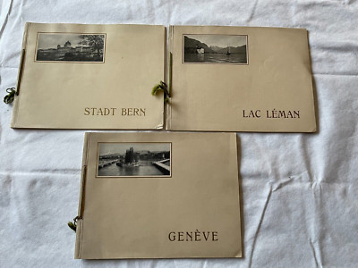 LOT OF 3 VINTAGE 20'S SWITZERLAND SOUVENIR VIEWS ALBUMS BERN GENEVE LAC LEMAN