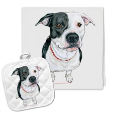 Pit Bull Kitchen Dish Towel and Pot Holder Gift Set