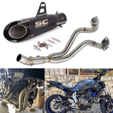 Full System Exhaust Muffler Header Tips Pipe Fits Yamaha MT-07 YZF R7 2014-2025