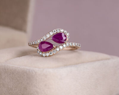 Luxus 1,52 ct roter Rubin & natürlicher Diamant Ring | 14k Rotgold | F-G/VS-SI