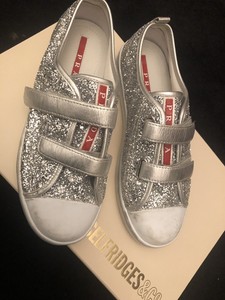 silver prada trainers