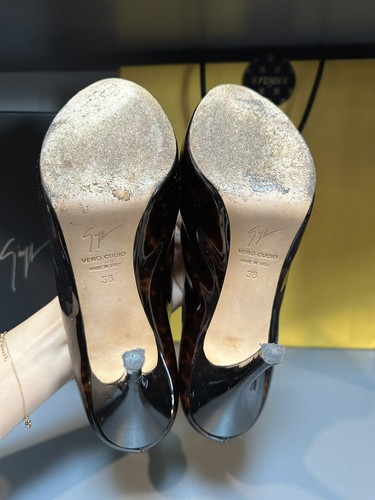 Giuseppe Zanotti Schildpatt braun/schwarz Lackleder Peeptoe Heels - 38 - Bild 8 von 8