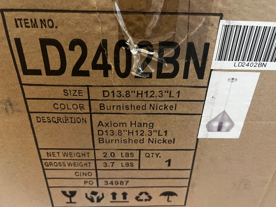 Elegant Lighting LD2402BN Axiom 14" Wide Pendant, Burnished Nickel - Image 2 of 4