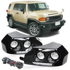 Bumper Fog Lights LED Black DRL Lamps Fit 2007 2008 2009-2014 Toyota Fj Cruiser