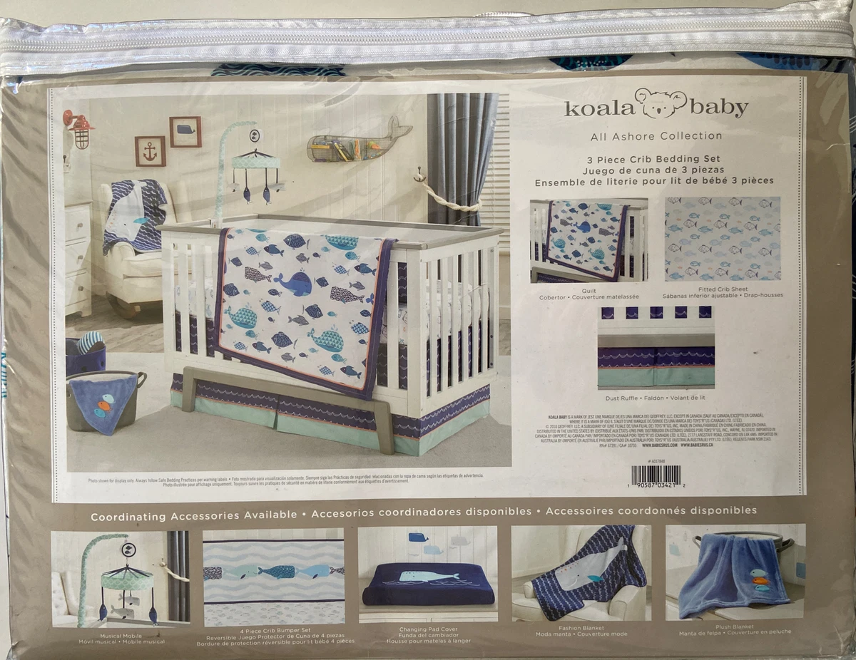 Koala Baby All Ashore Collection 3 piece Crib Bedding Set Quilt Sheet Dust Ruffl