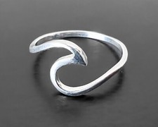 Vtg Sterling Silver Abstract Modernist Swirl Wave Wavy Ocean Statement Ring 5.75