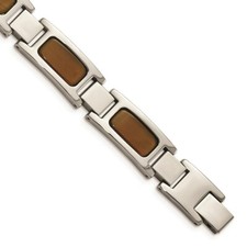 Stainless Steel Polished with Tigers Eye 8.5i...