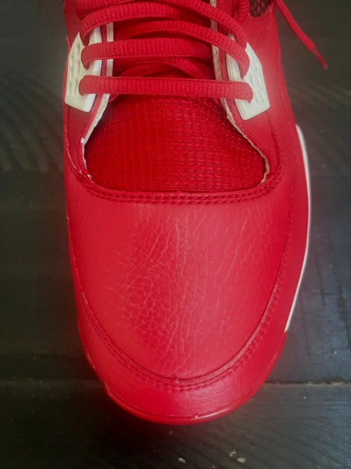 SOMENTE SAPATO ESQUERDO Nike Jordan 4 Retro MCS Chuteira Vermelha/Branca 807709-601 NOVA LEITURA Tamanho 15 - Imagem 4 de 4