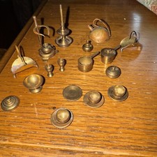 23 Pc Vtg Solid Brass Dollhouse Kitchenware Set Goblets Pans Coffee Fireplace