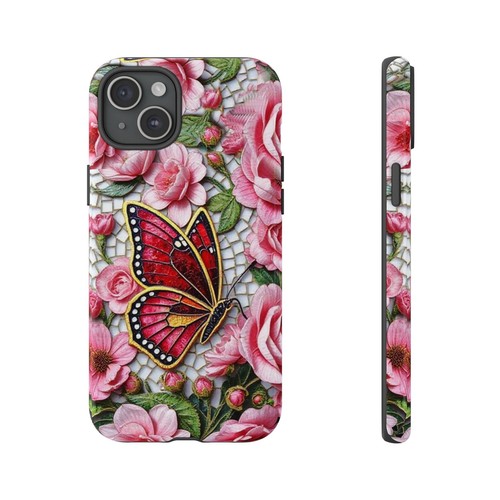 Rose Tough Case Butterfly Mosaic Pink iphone 16 15 14 13 S25 S24 S23 S22 - 第 49/240 張圖片