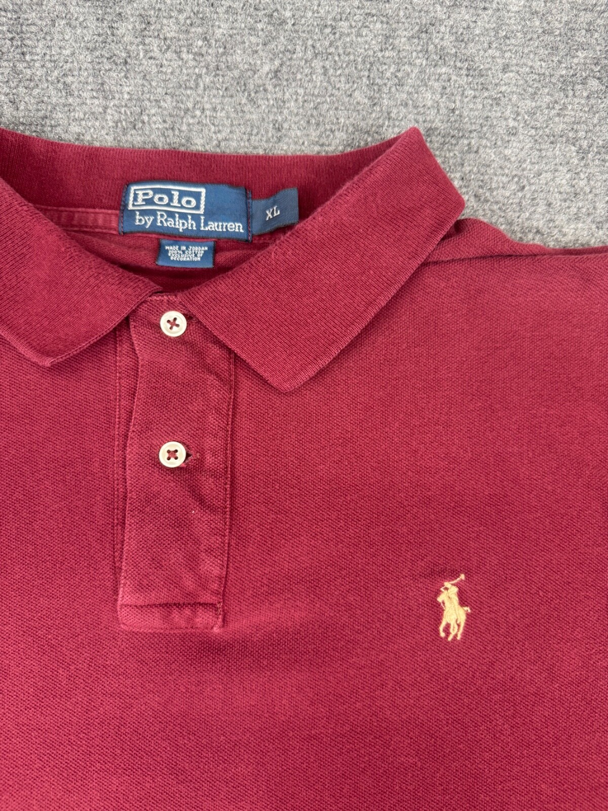 Polo Ralph Lauren camicia uomo XL rossa manica lunga colletto polo pullover marrone pony