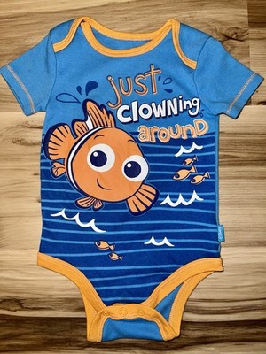Disney Pixar Baby Finding Nemo Bodysuit Short Sleeve 6-9 Months Blue/Orange Y2K