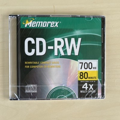 Memorex CD-RW 700MB, 80 Minute, 4X multi speed New Single SEALED SINGLE (1)