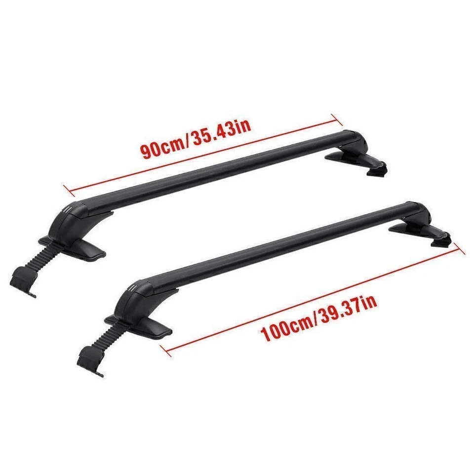 Portaequipajes universal de aluminio con cerradura para techo de 39" con barra transversal Foto 3 de 4