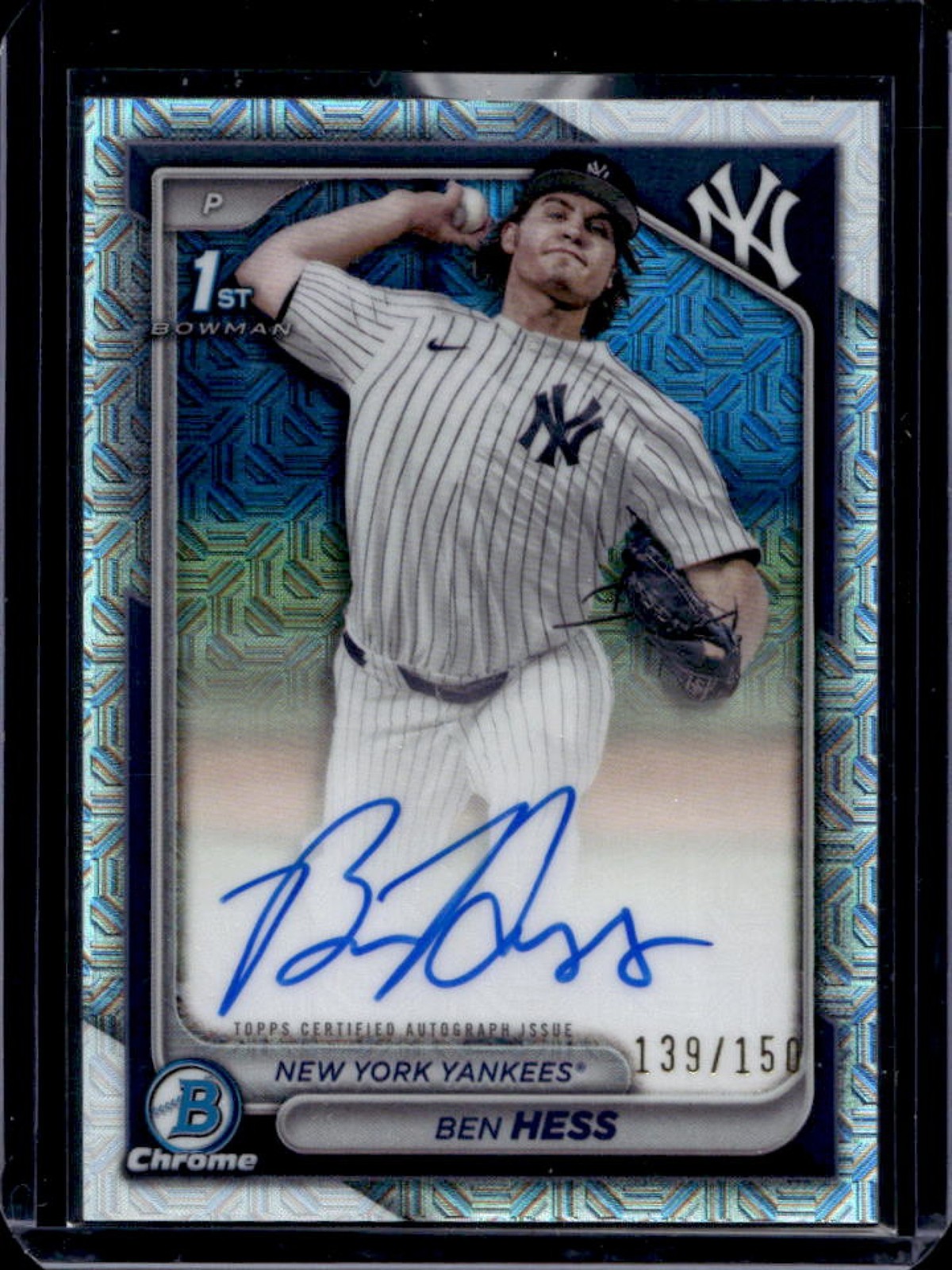 2024 Bowman Draft Ben Hess Chrome Auto HTA Choice Refractor 1st #/150 Yankees