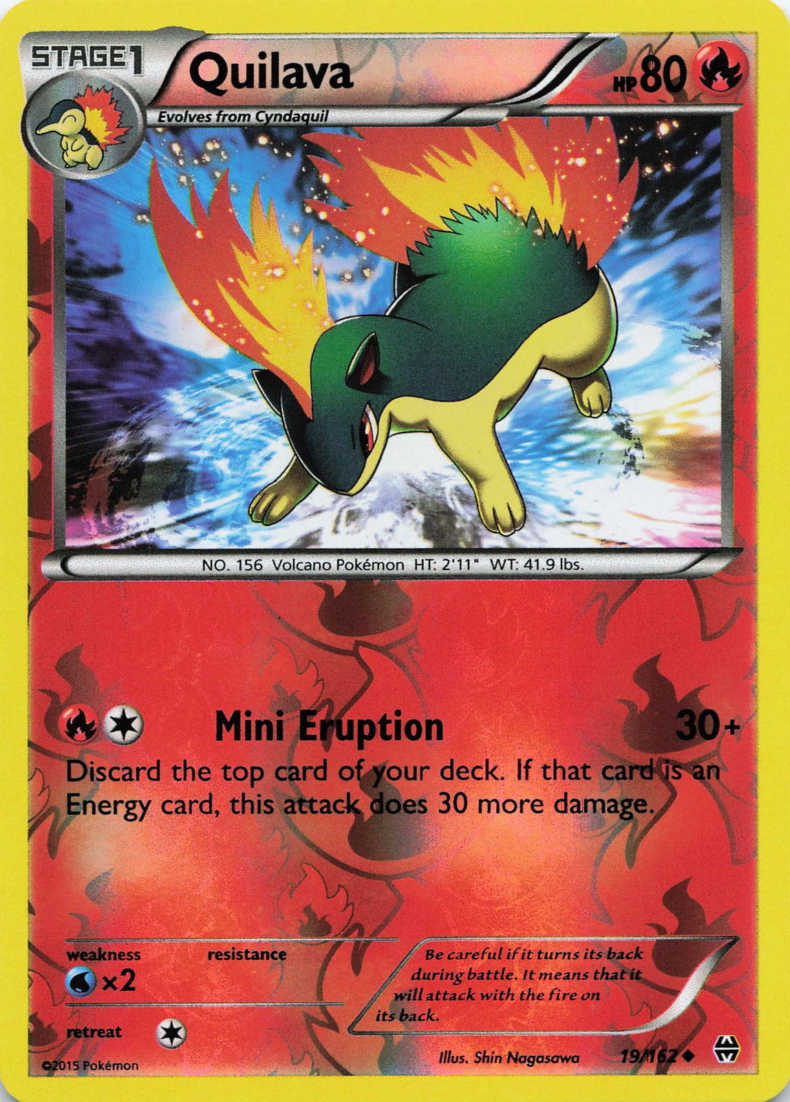 Pokemon Quilava Uncommon Reverse Holo XY - BREAKthrough #19/162 NM