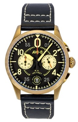 AVI-8 Spitfire Meca-Quarz Chronograph Schwarz Zifferblatt AV-4089-07 Herrenuhr