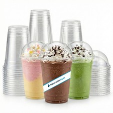 Smoothie Cups With Dome Lids 10/12/16/20oz Clear Party Cups For Cold Drinks