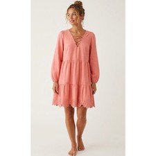 Old Navy Tiered Lace-Up Lace Hem Swing Dress Women's Size Large
