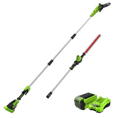Greenworks 40V 10 Brushless Pole Saw Hedge Combo 2.5Ah Battery Charger