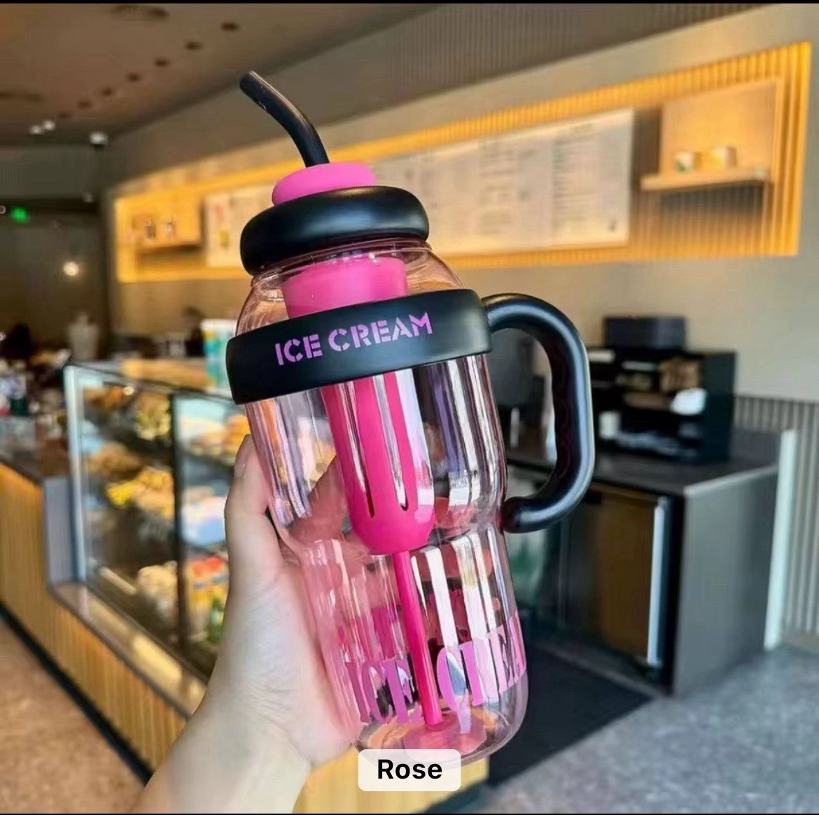 Ice Cream Tumbler Large Sport Plastic Bottle Leakproof Water