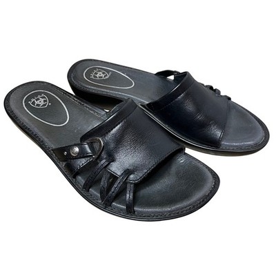 Ariat SIze 6.5 B Womens Black Leather Slide Sandals Comfort Wedge Style 1291