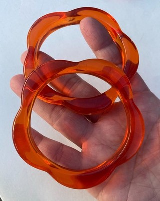 Bangle Bracelets Orange Floral Teen Kid DIY Jewelry Making 12 pcs