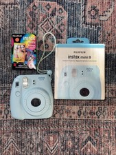 FUJIFILM Instax Mini 8 Ice Blue Instant Film Camera With Fuji Rainbow Film 10 Ct