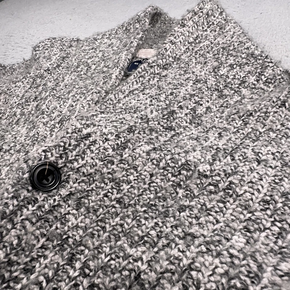 Cárdigan suéter de lana Abercrombie & Fitch para hombre cuello chal grande gris merino Foto 3 de 4