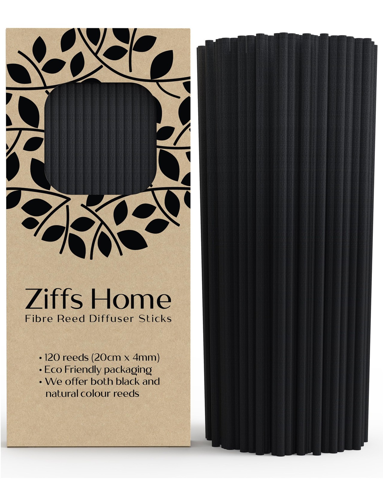 120 Black Fibre Reed Diffuser Sticks 20cm x 4mm Thick Diffuser Reeds