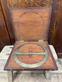 Antique Brass Circular Protractor By Troughton & Simms In Original Wooden Case