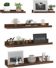 Giftgarden 60 cm Long Wooden Wall Shelf, Brown, Small Floating Shelf, Picture