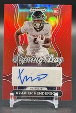 2025 Panini Prizm Draft Picks Xzavier Henderson Signing Day Auto Red Prizm /399