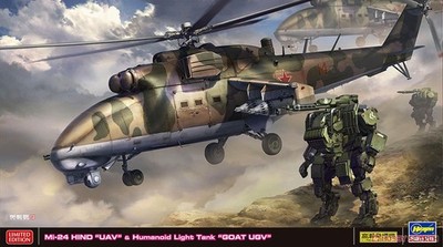 Hasegawa 02368 1/72 Mi-24 Hind `UAV` & Humanoid Light Tank `Goat UGV`