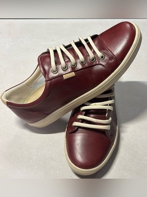 Ecco Women's Leather Sneakers in Burgundy with Cream Soles