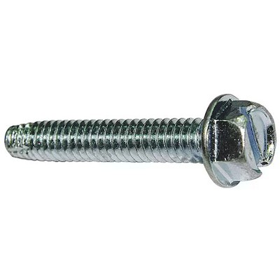 Thread Cutting Screw, 1/4'' X 3/4 In, Zinc Plated Steel Hex Head Slotted Drive,