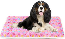 Cama Perro Suave Alfombra Jaula Estrella Lavable Reversible Fleece 29x21 Rosa