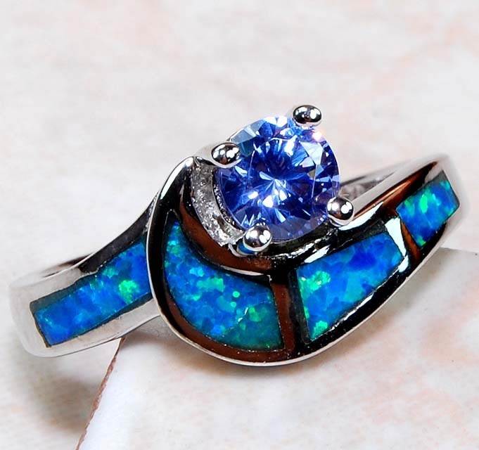 Australian Opal Inlay 925 Sterling Silver Ring Jewelry Sz 8 GA3-3