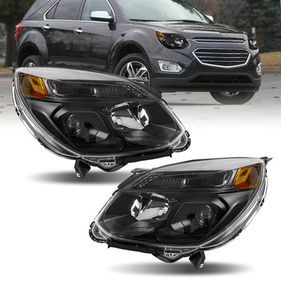 Headlights For 2016-2017 Chevy Equinox Black Headlamp Assembly Left+Right Side
